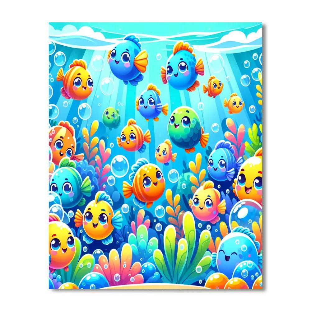 Bubbly Fish Friends Paint By Numbers Kits