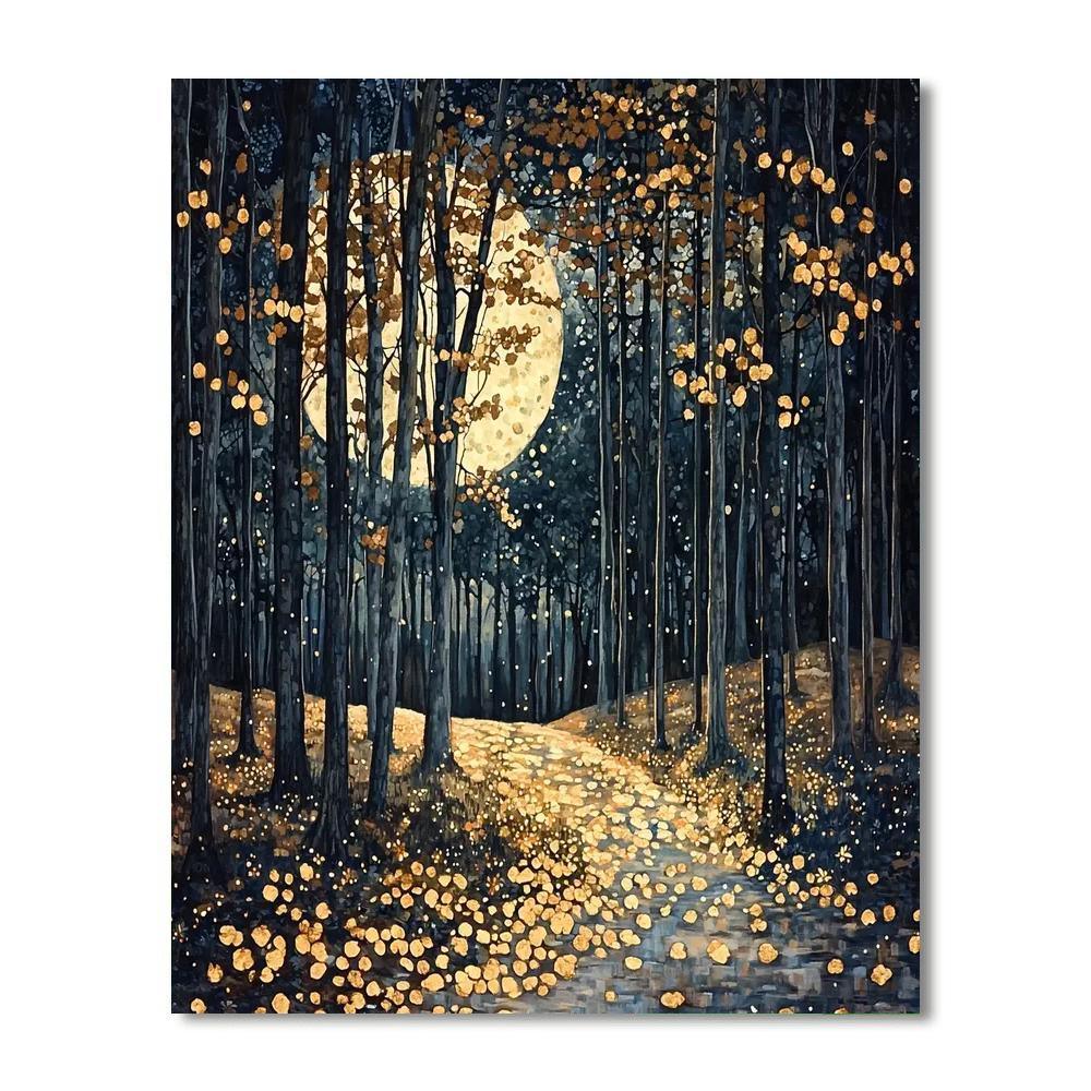 Gustav Klimt Inspired Moonlit Forest Whisper  Paint By Numbers