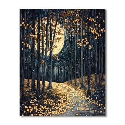 Gustav Klimt Inspired Moonlit Forest Whisper  Paint By Numbers