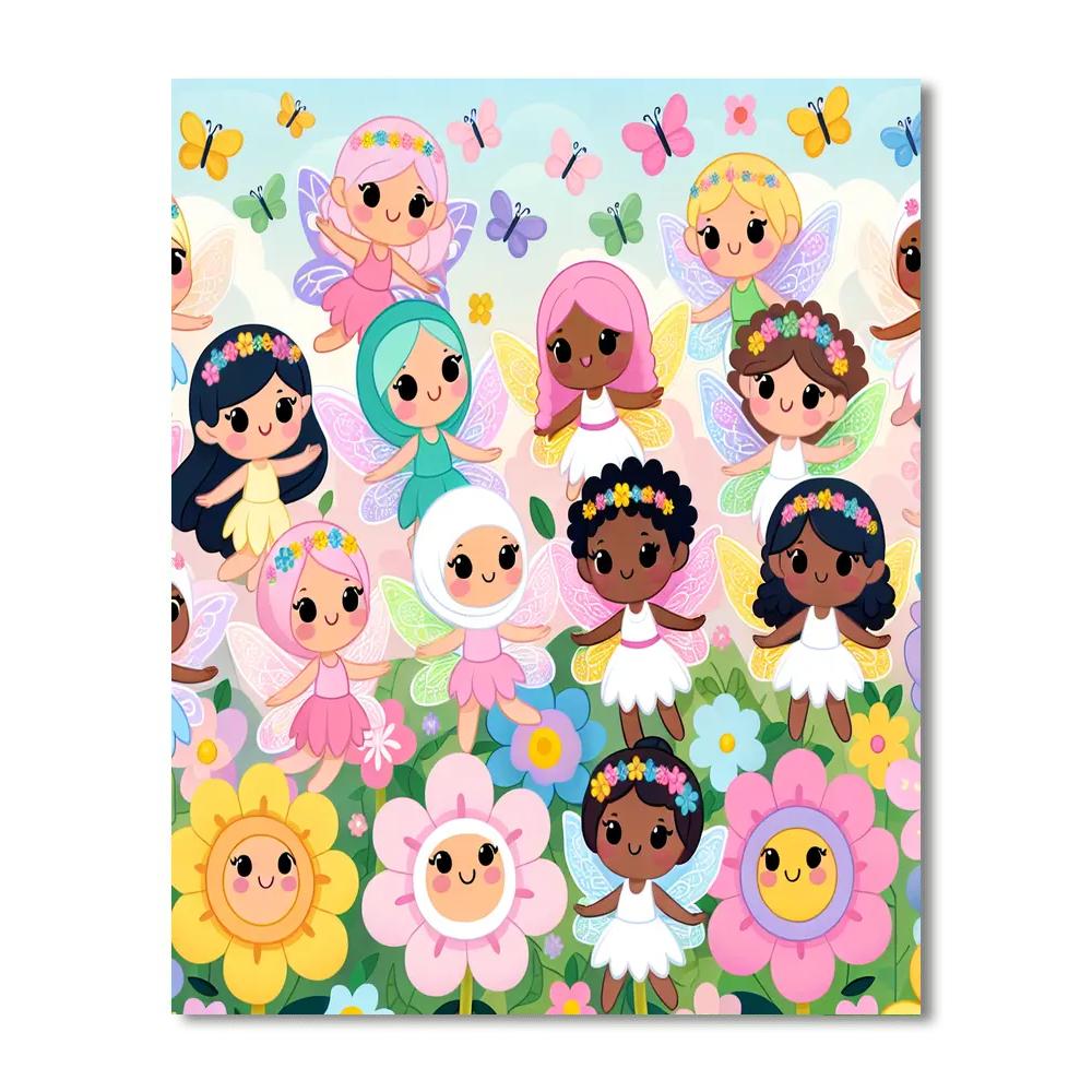 Cheerful Flower Fairies Painting By Numbers Kit