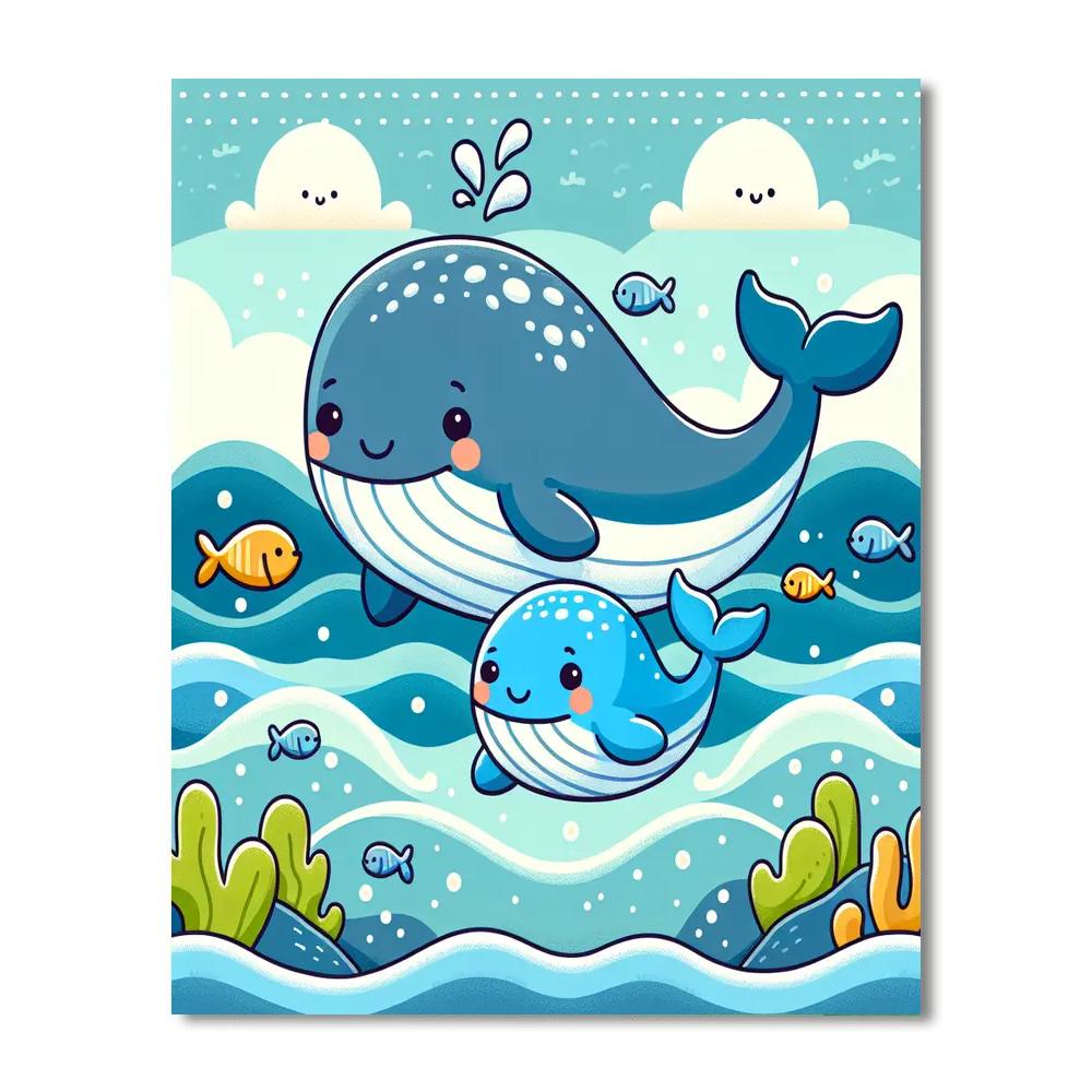Adorable Baby Whale DIY Paint By Numbers