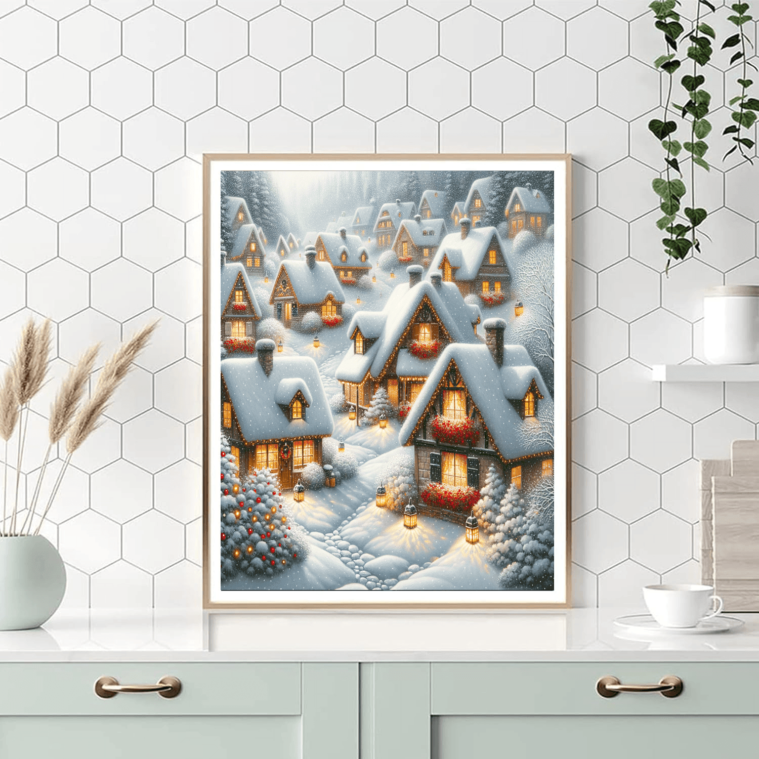 Snowy Village Paint By Number