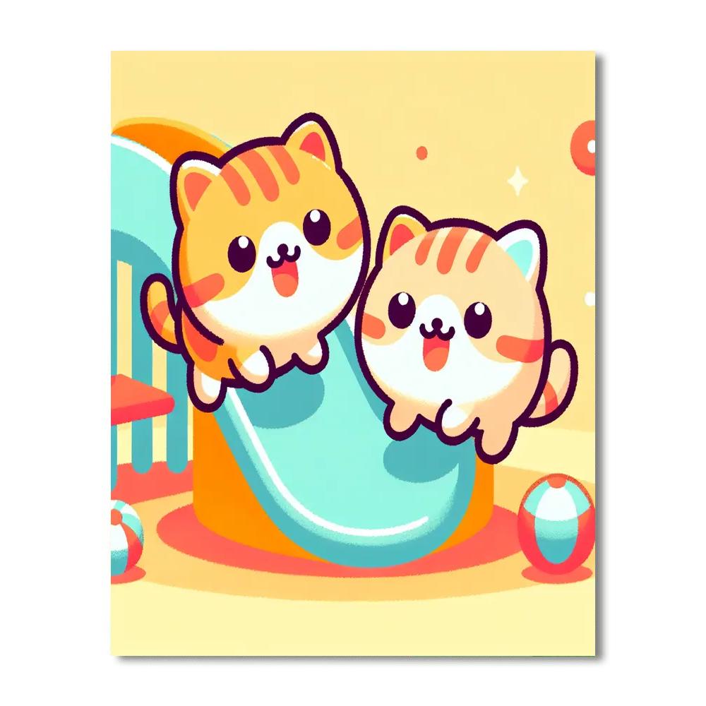Mischievous Kitten Playground Painting By Numbers Kit