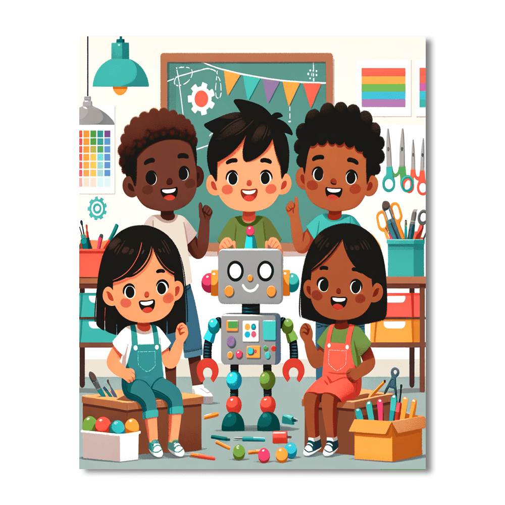 Robot Building Fun Painting By Numbers Kit