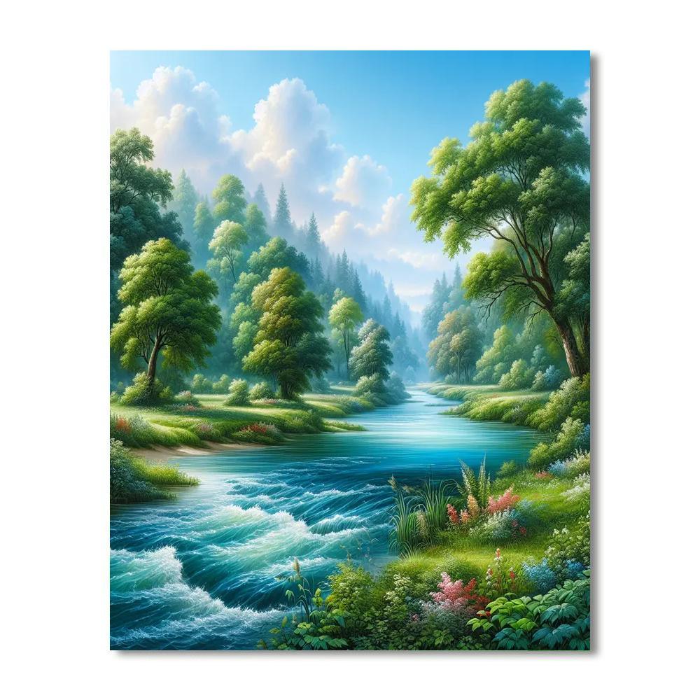 Azure River Tranquility Paint By Number