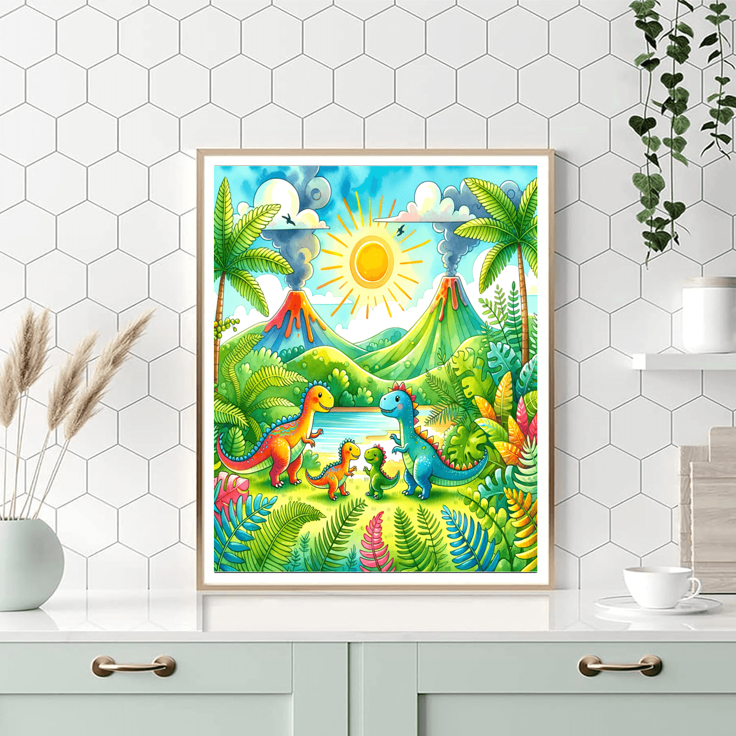 Playful Dinosaur Family Painting Number Kit