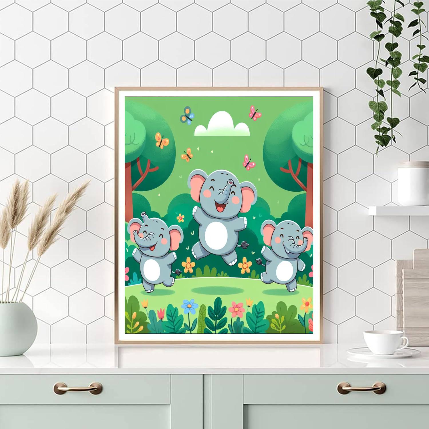 Bouncy Elephants Number Painting