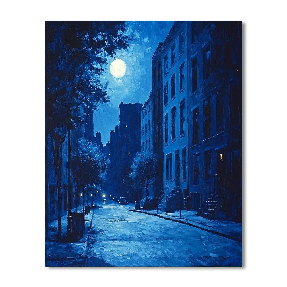 Edward Hopper Inspired Urban Solitude In Blue  Paint By Color