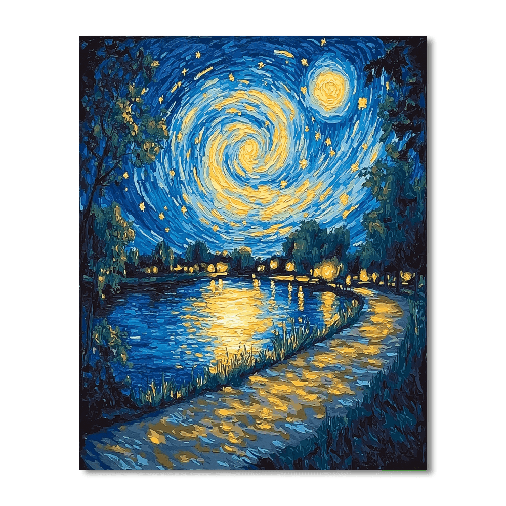 Vincent Van Gogh Inspired Van Gogh's Starry Riverbank  Painting By Numbers Kit