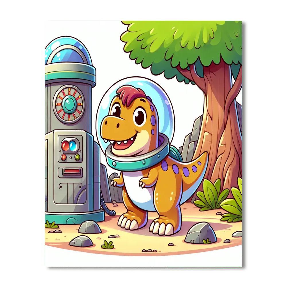 Time-traveling T-rex Expedition DIY Paint By Numbers