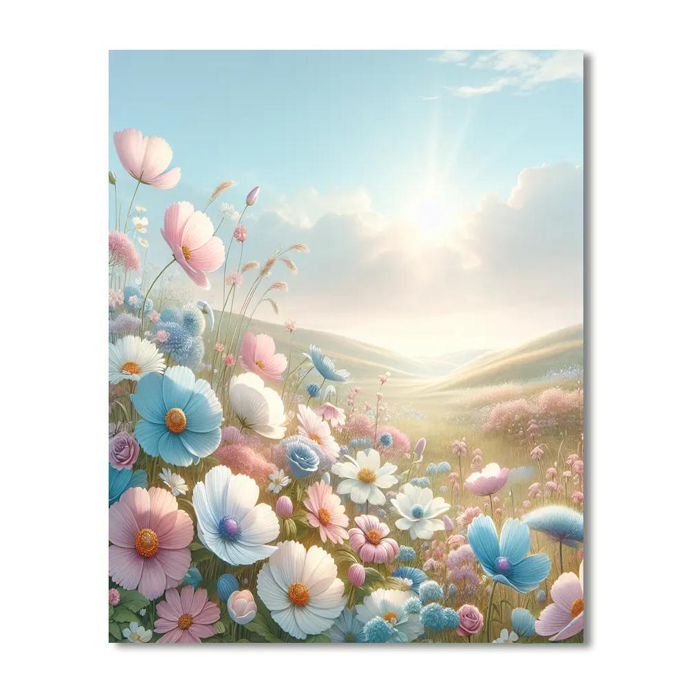 Blossoming Meadow's Pastel Bliss Painting By Numbers Kit