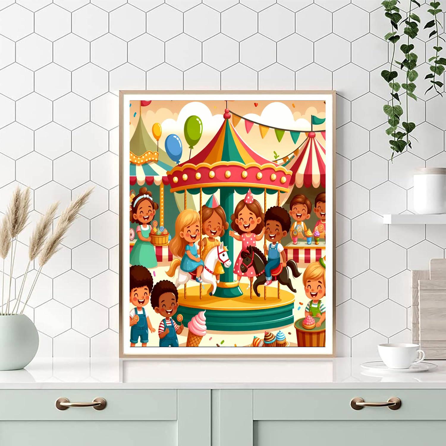 Whimsical Carnival Celebration Number Painting