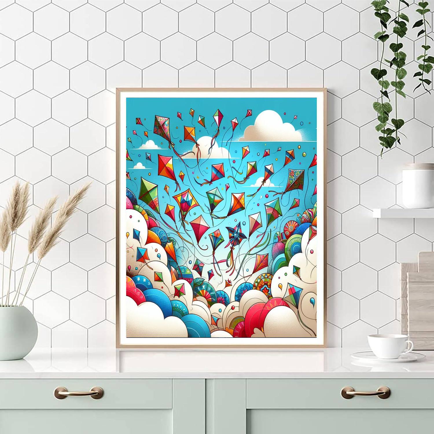 Vibrant Kite Festival Numbered Painting Kits