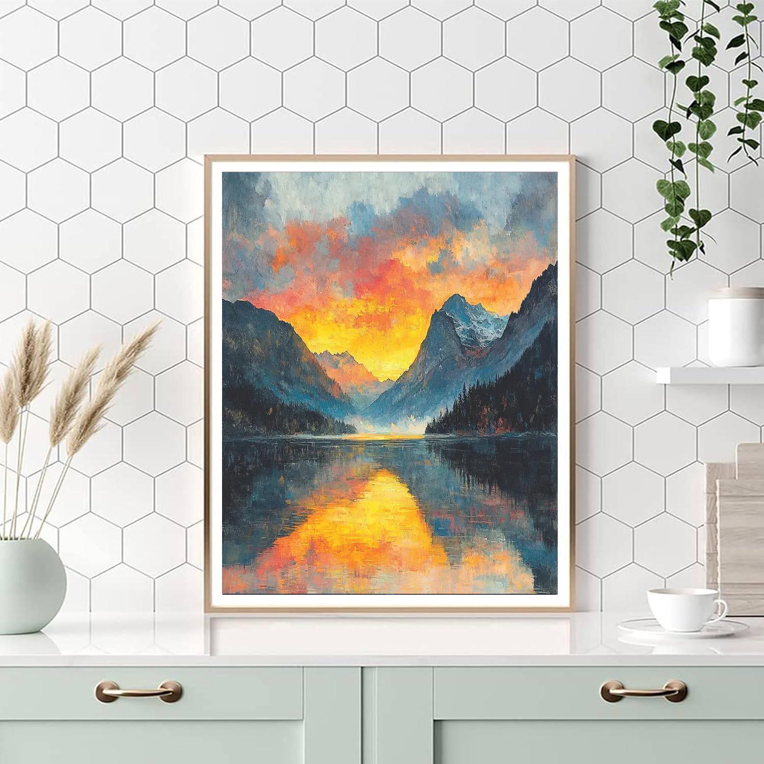J.M.W. Turner Inspired Mountain Majesty Sunrise  Paint By Numbers