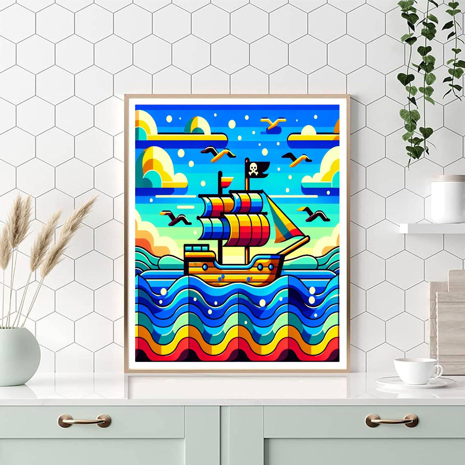 Pirate Adventure On High Seas Paint By Color
