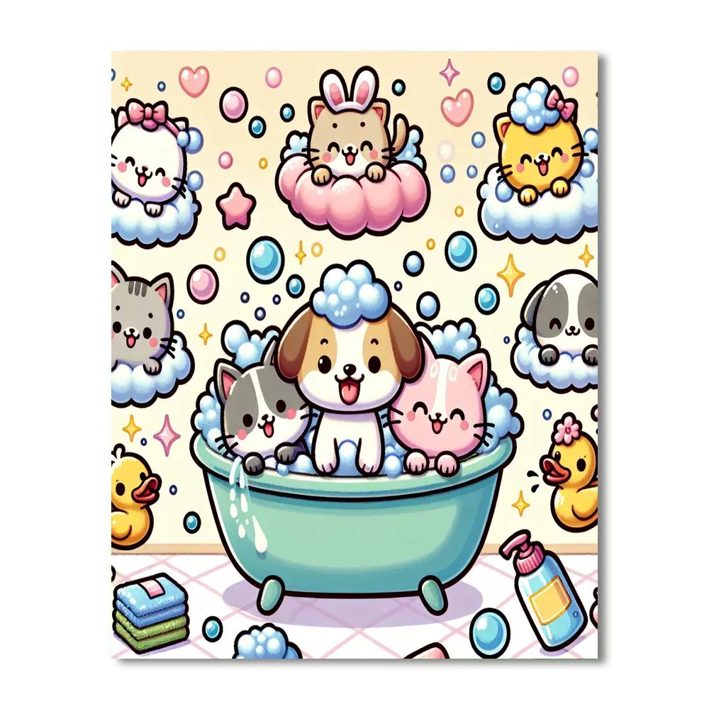 Bubbly Bath Time Adventures Paint By Numbers Art