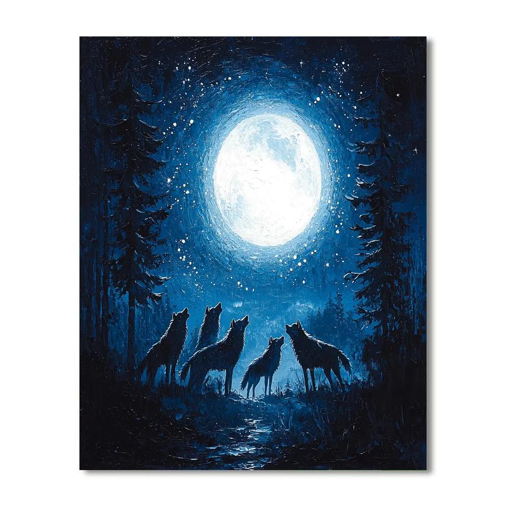 Caspar David Friedrich Inspired Majestic Wolves In Moonlight  Paint By Number