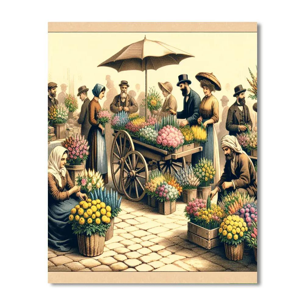 Vintage Flower Market Paint By Numbers Kits