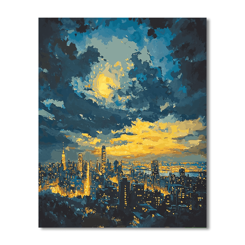 Hopper Inspired Dazzling Nightscape  Paint By Number