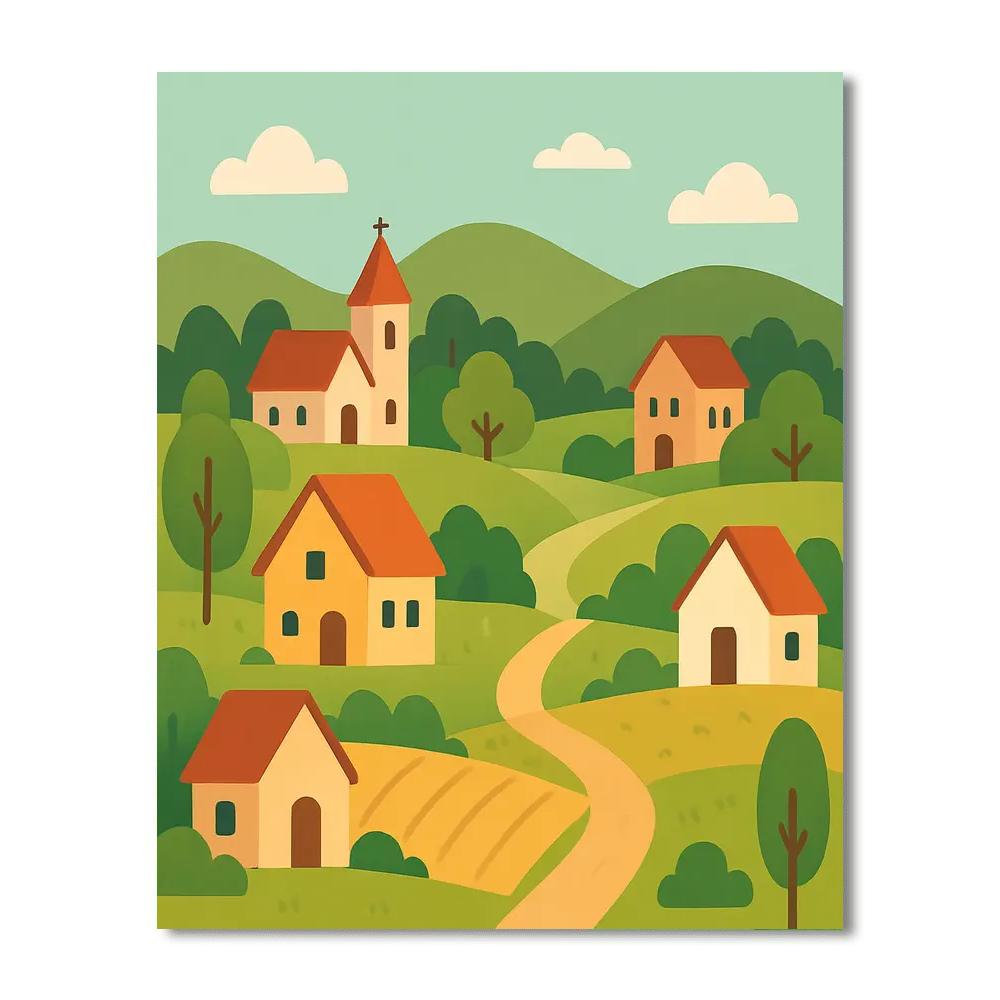 Quaint Countryside Scene Painting By Numbers Kit
