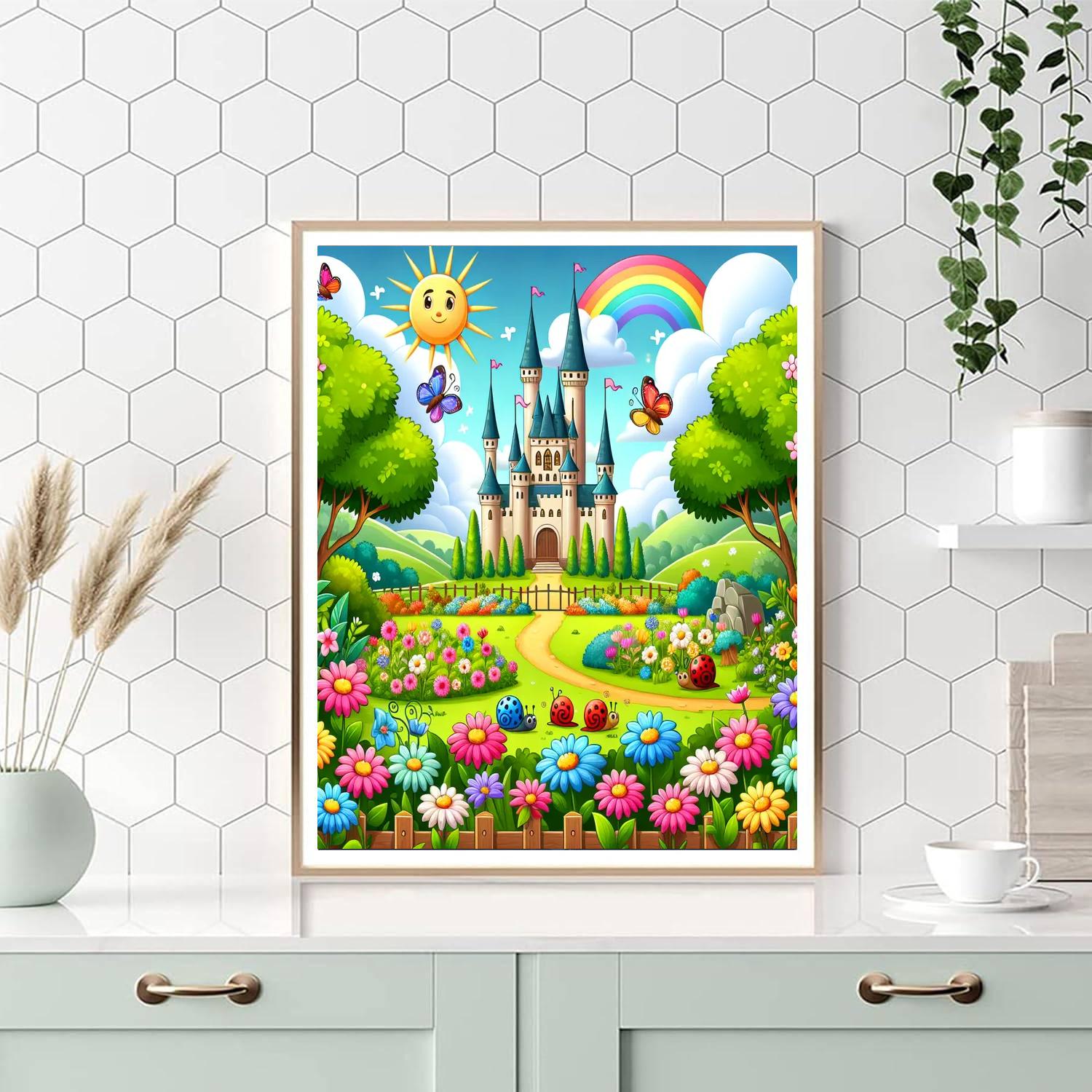 Charming Castle Gardens Painting Number Kit