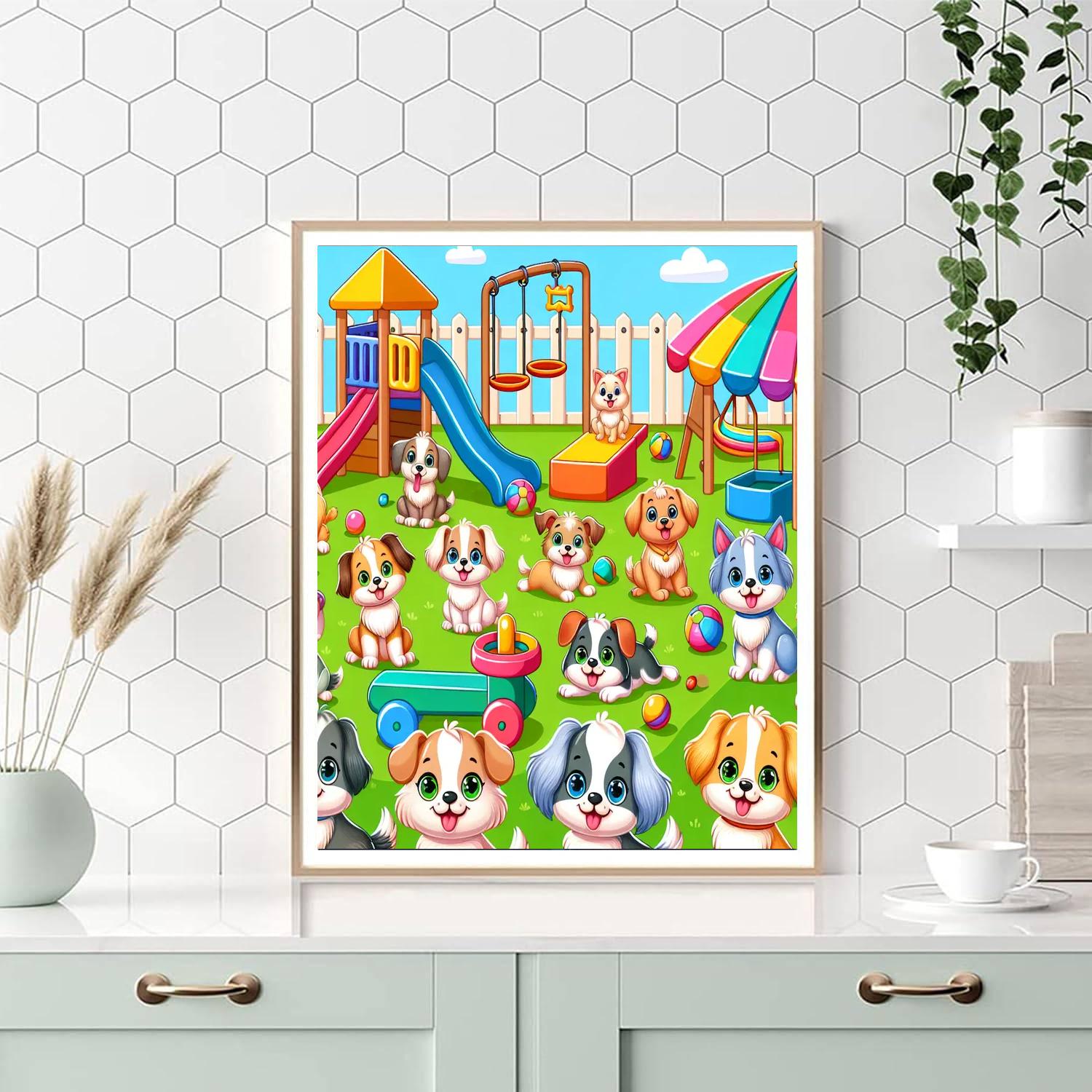Playful Puppy Playground Number Painting