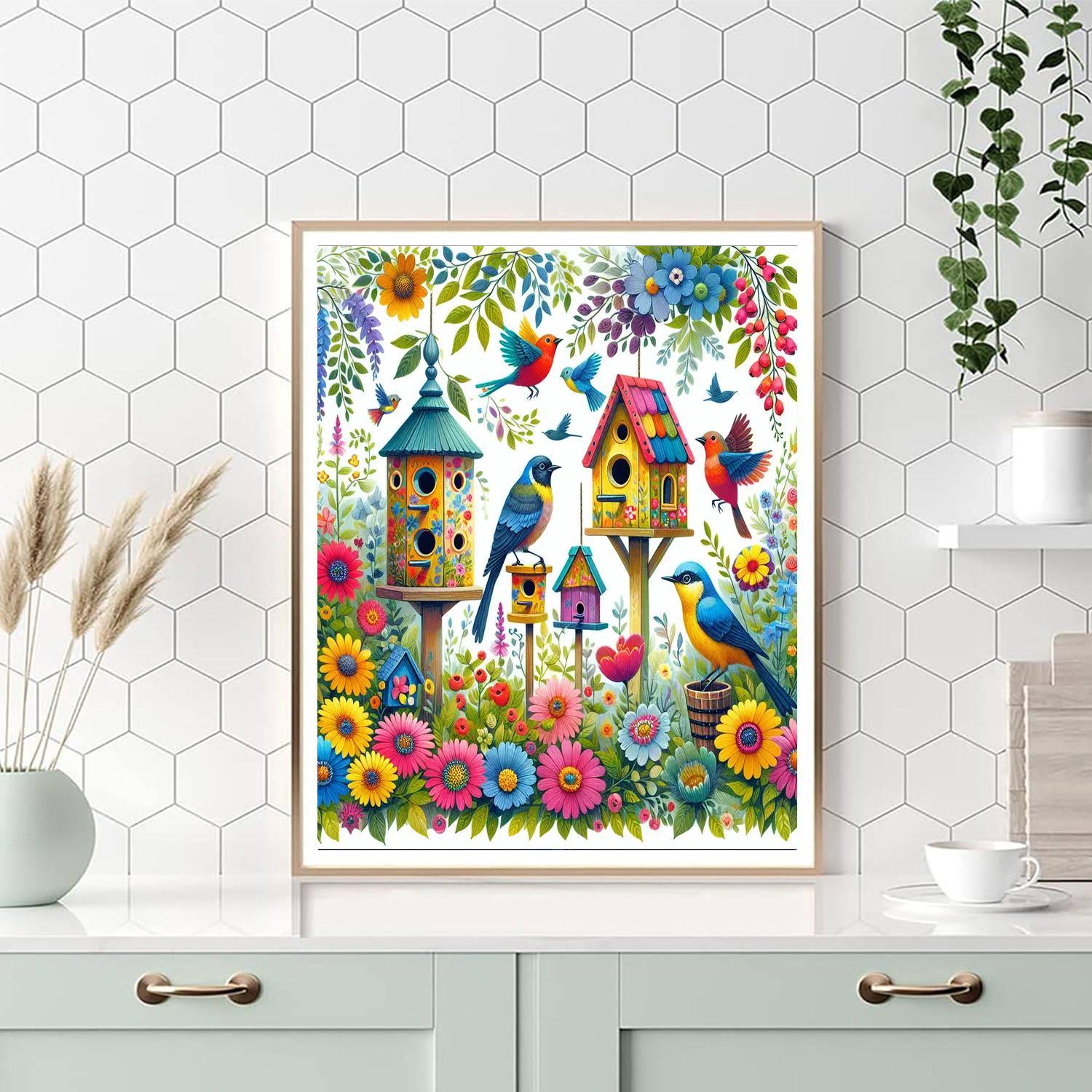 Charming Birdhouse Garden Numbered Painting Kits