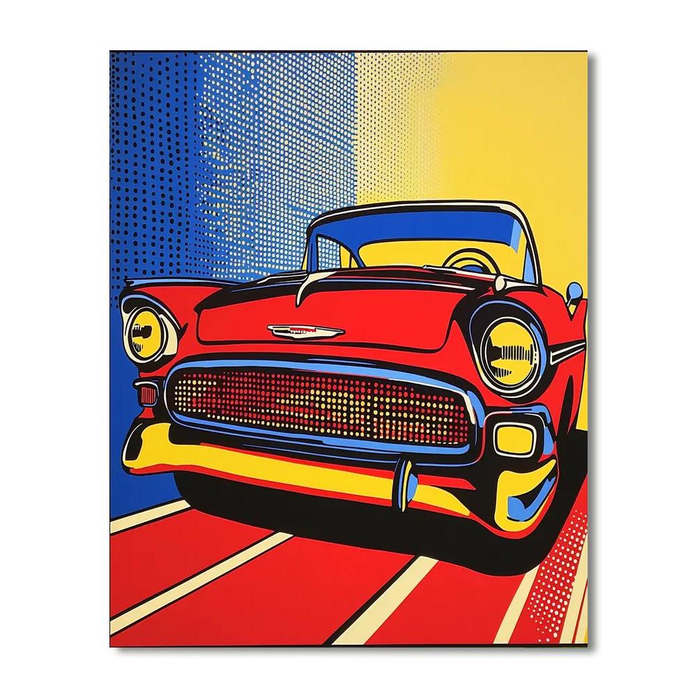 Lichtenstein Inspired Retro Pop Art Car  Paint By Numbers