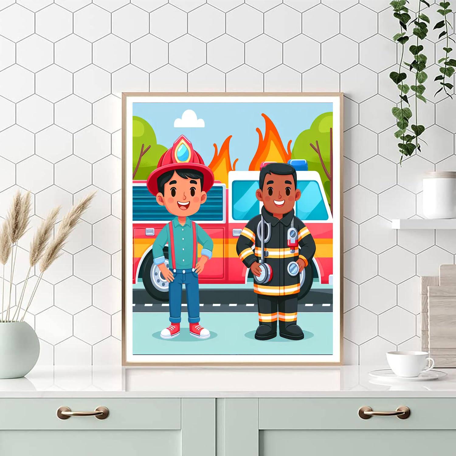 Friendly Firefighter Hero Painting Number Kit