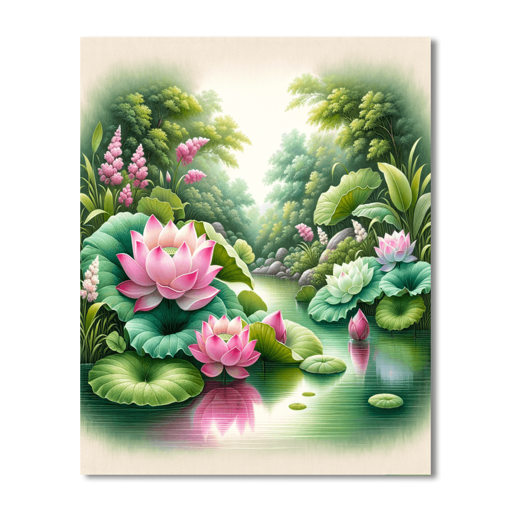 Mystic Lotus Pond DIY Paint By Numbers
