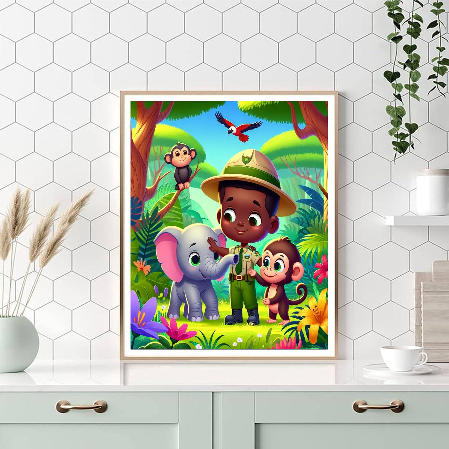 Jungle Animal Rescue Painting Number Kit