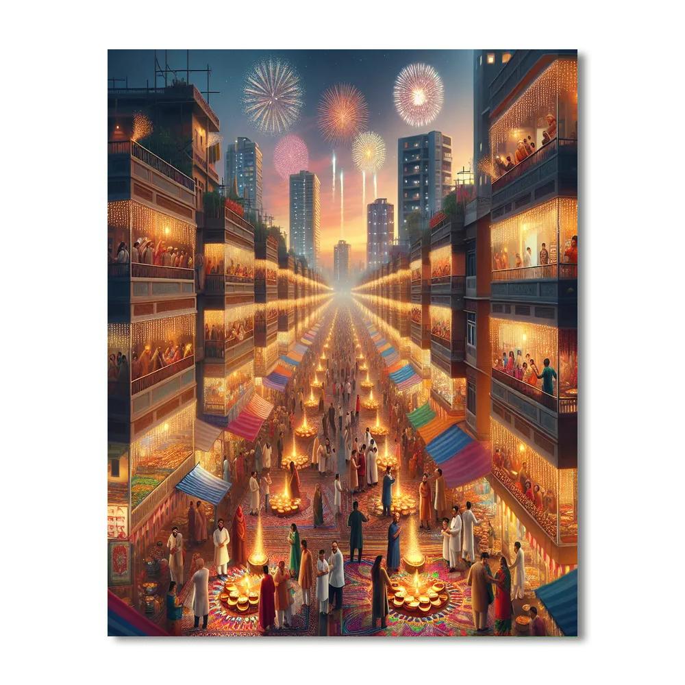 Diwali Festival Of Lights - New Delhi, India Paint By Numbers Kits
