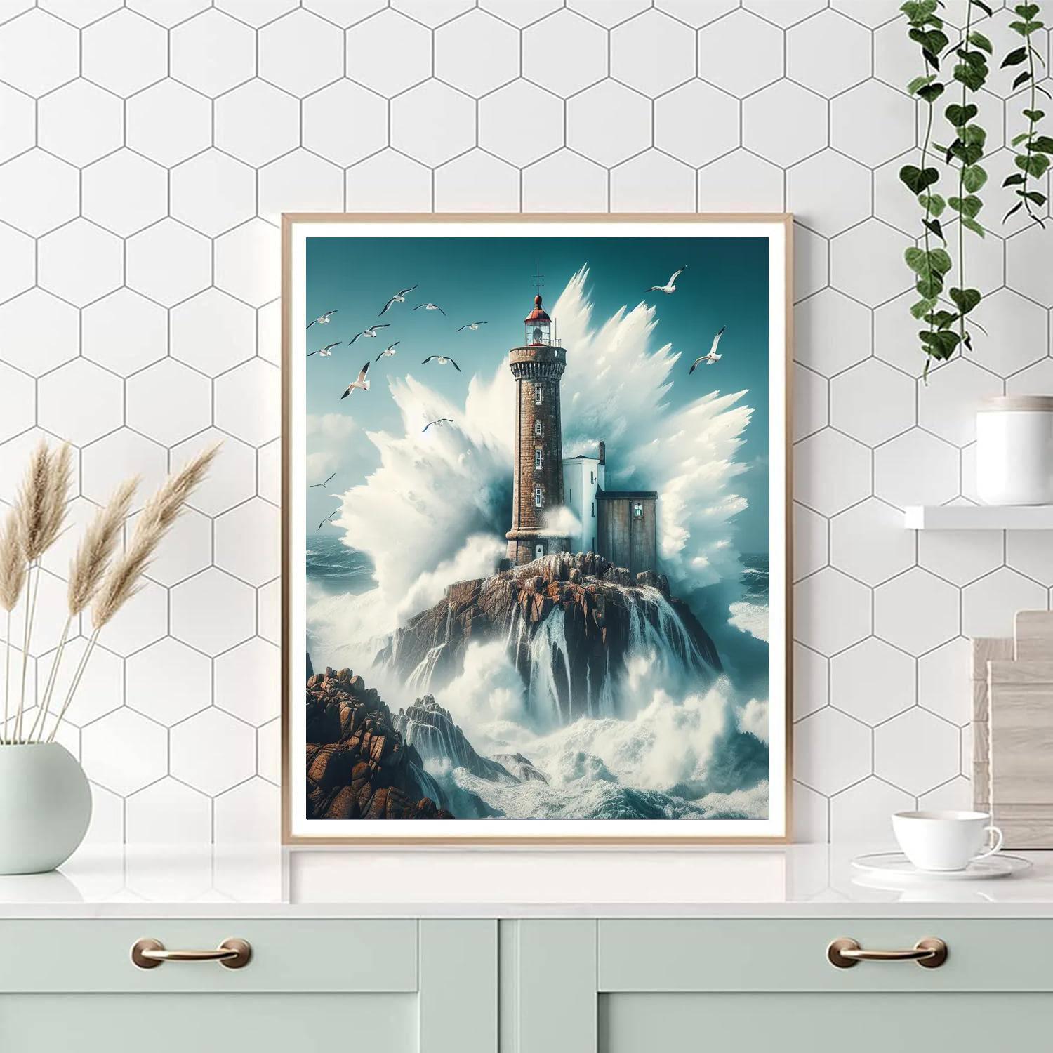 Nautical Coastal Lighthouse Painting By Numbers Kit