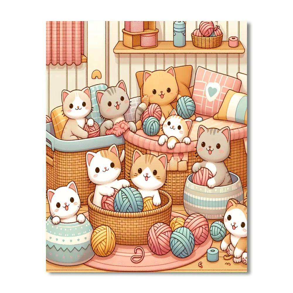 Purring Kitten Corner Number Painting