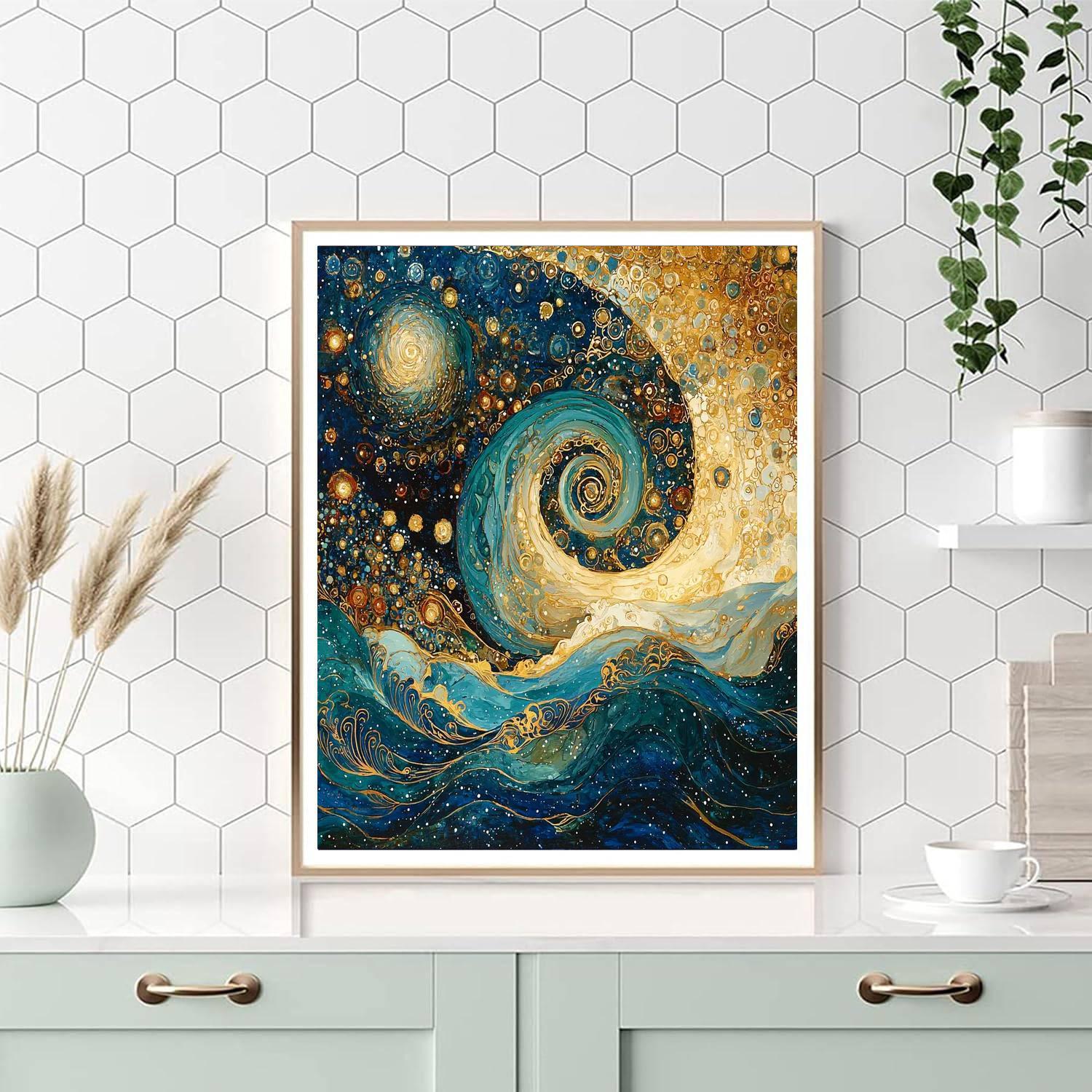 Gustav Klimt Inspired Celestial Symbiosis  Number Painting