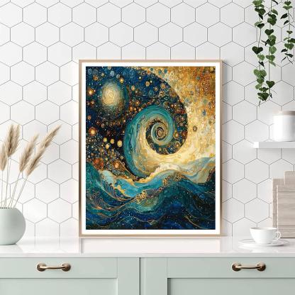 Gustav Klimt Inspired Celestial Symbiosis  Number Painting