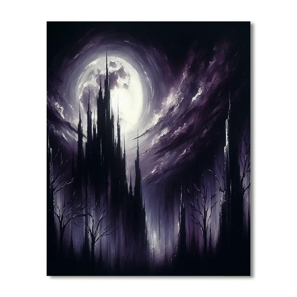 Gothic Moonlit Night Painting Number Kit