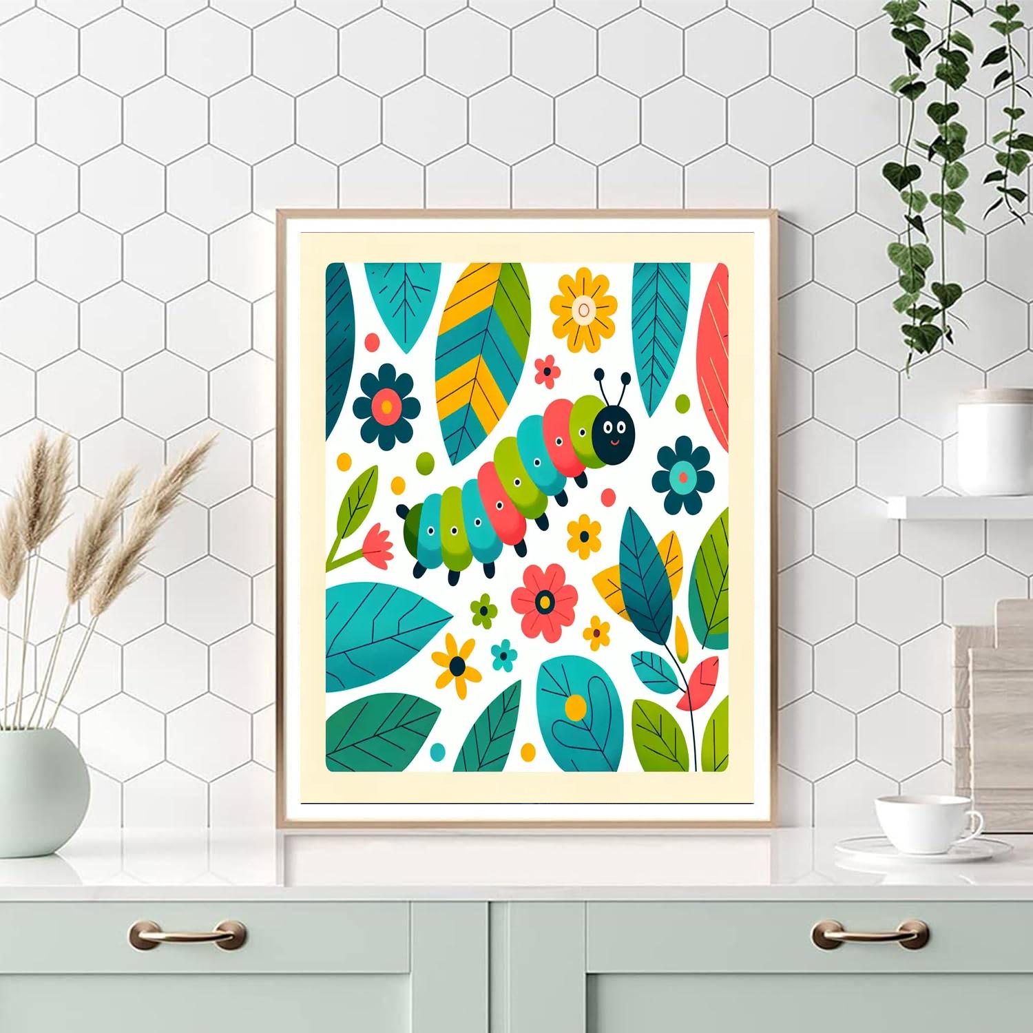 Caterpillar's Colorful Quest Paint By Numbers