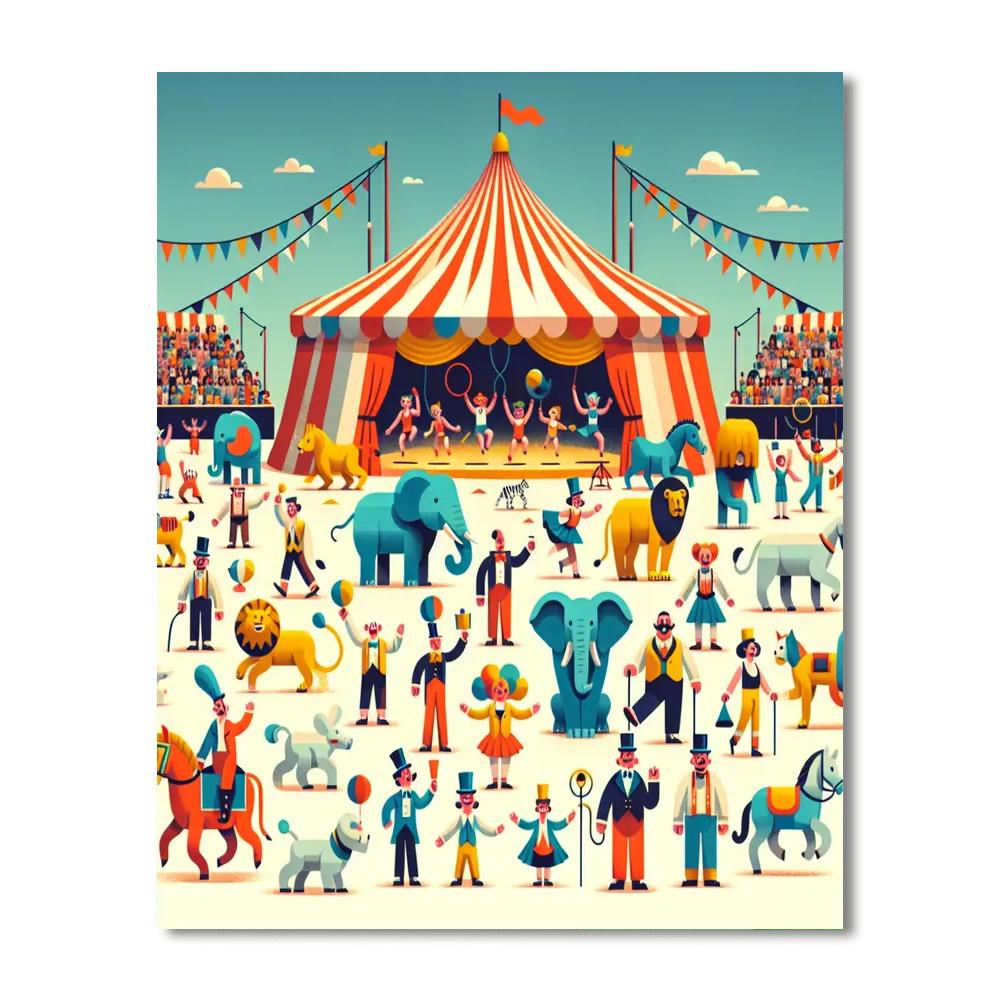 Cheerful Circus Day Paint By Numbers Art