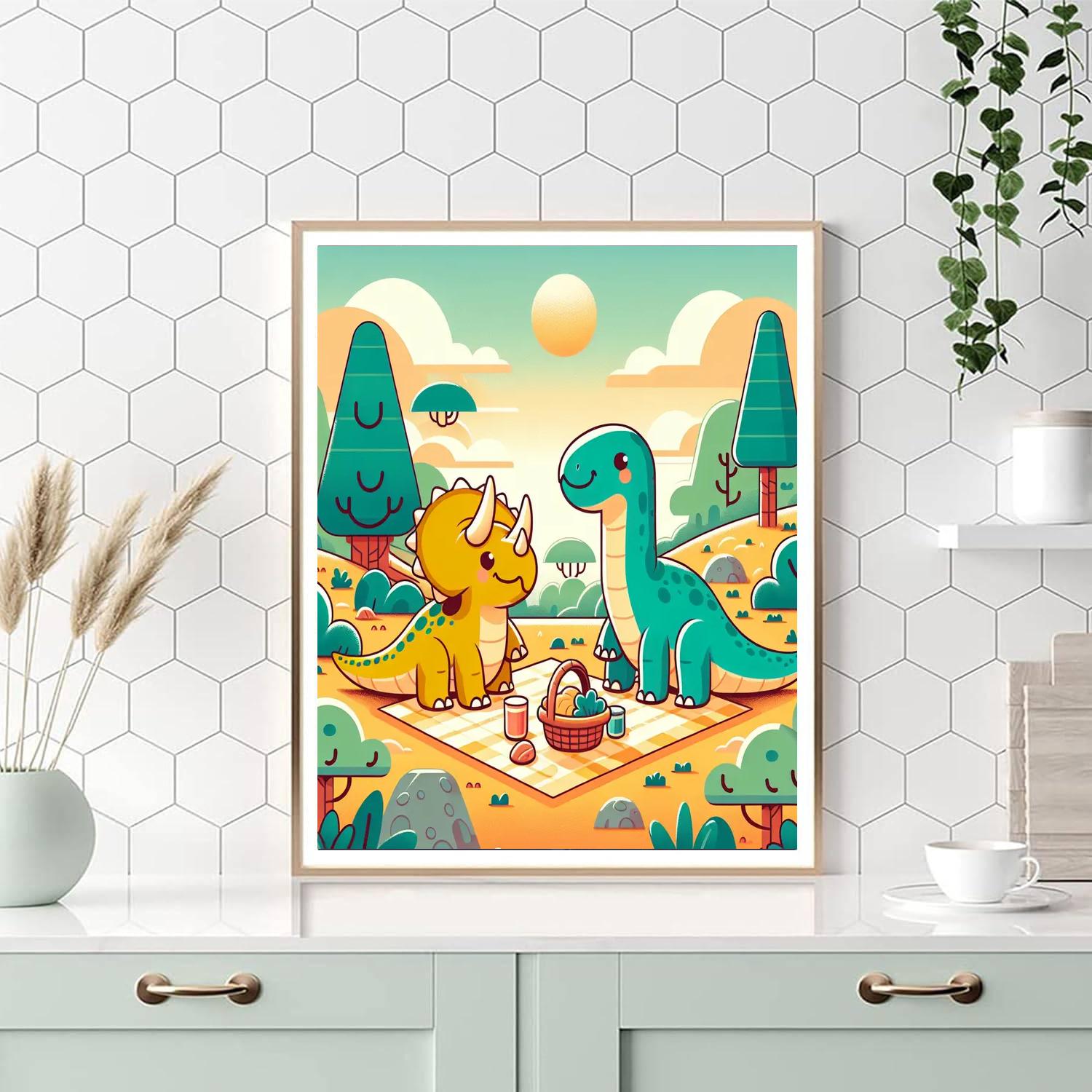 Dinosaur's Prehistoric Picnic DIY Paint By Numbers