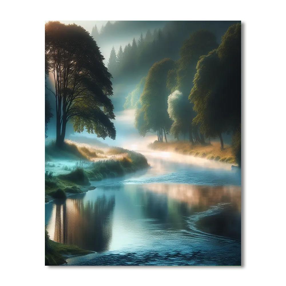 Misty Riverbank Calm DIY Paint By Numbers