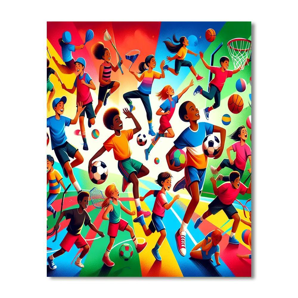 Dynamic Sports Extravaganza Number Painting