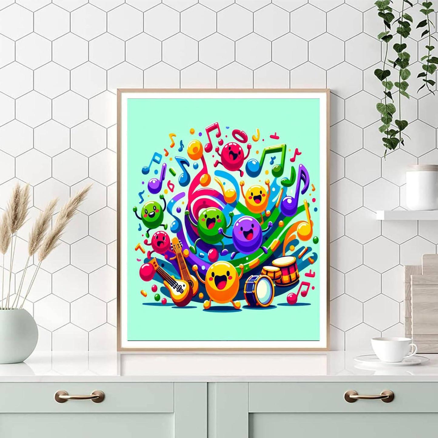 Dancing Music Notes Numbered Painting Kits