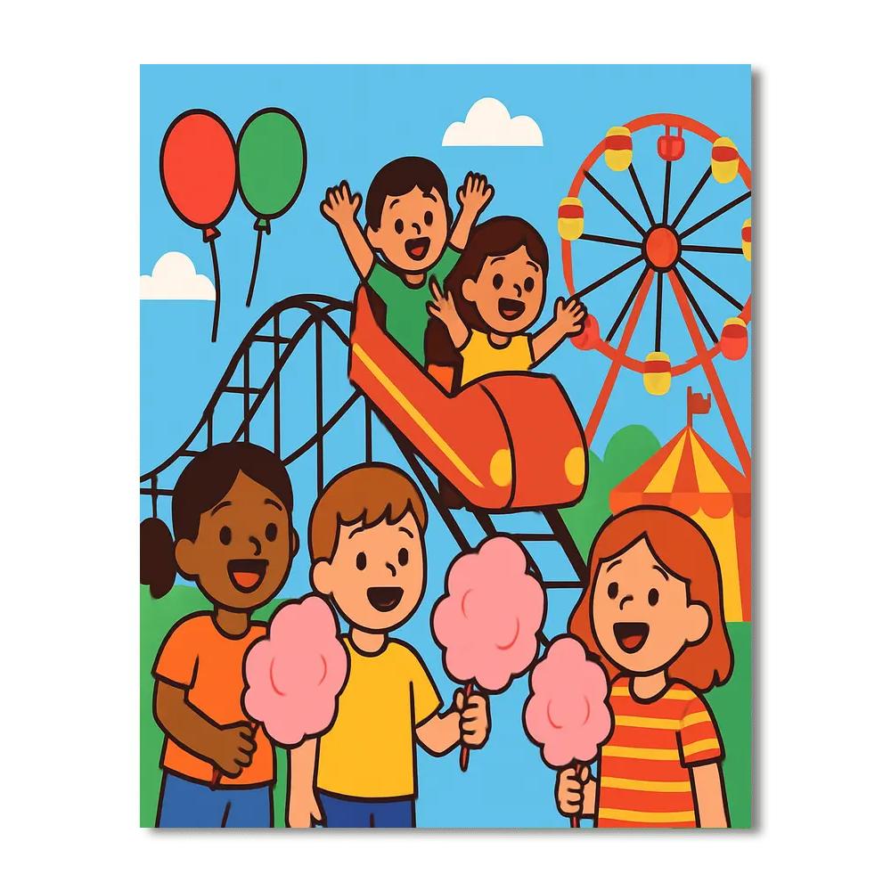 Sunny Day At The Amusement Park DIY Paint By Numbers