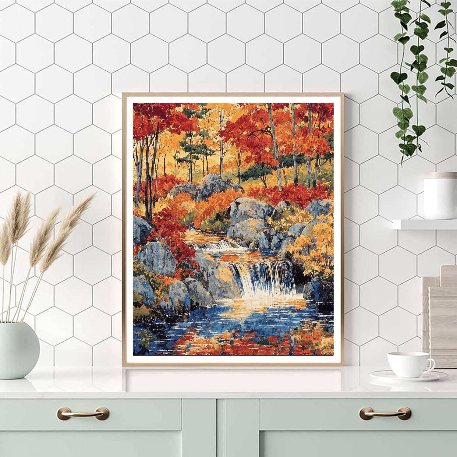 Utagawa Hiroshige Inspired Gentle Cascade Of Autumn Streams  Painting By Numbers Kit