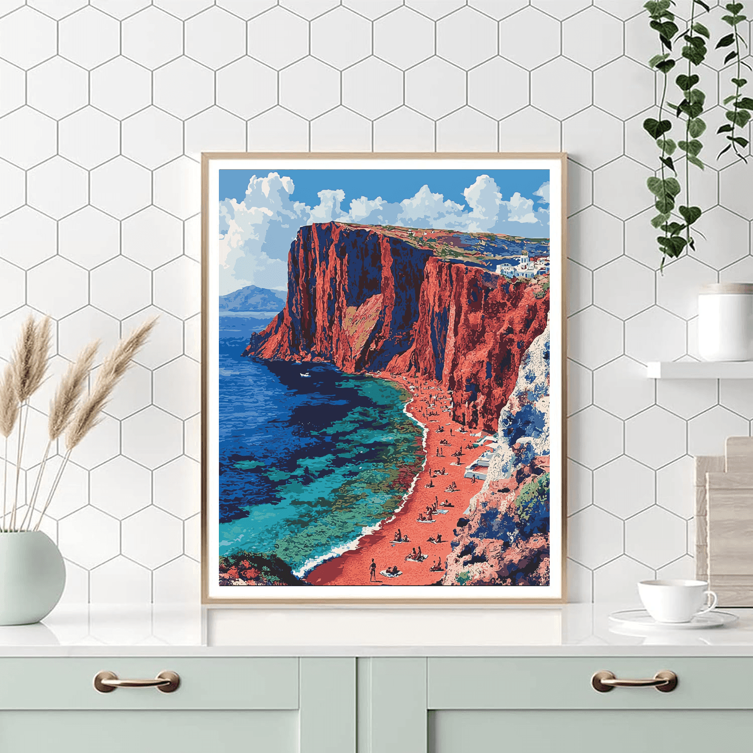 Santorini Red Beach - Greece DIY Paint By Numbers