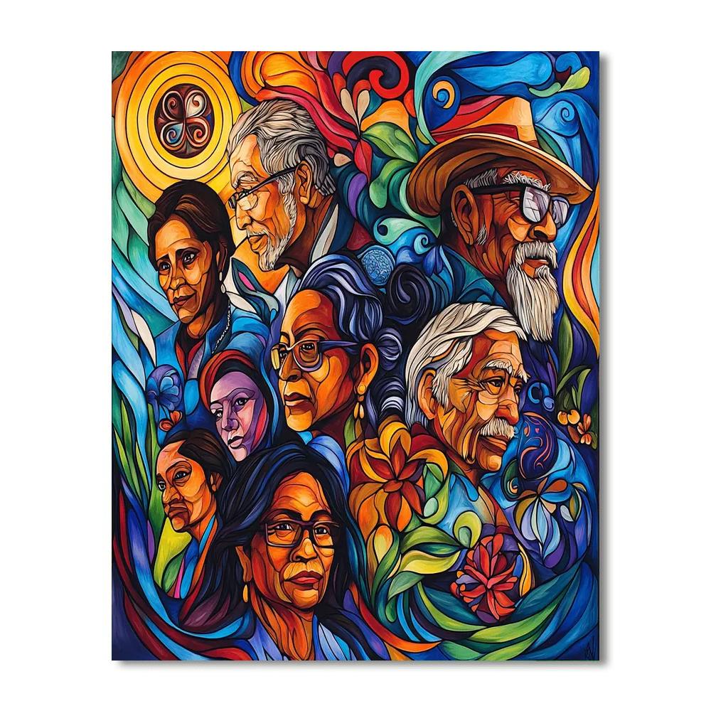 Diego Rivera Inspired Cultural Mosaic Harmony  Painting Number Kit