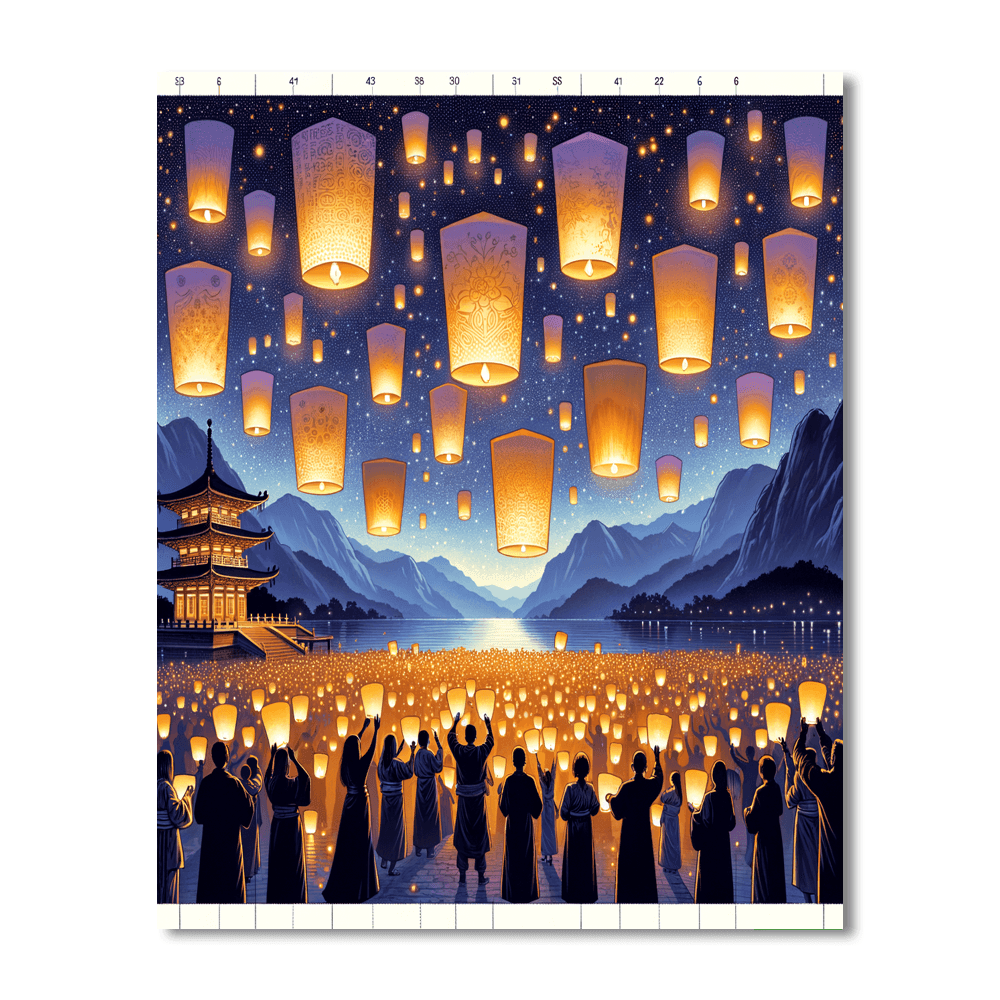 Pingxi Lantern Festival - Pingxi, Taiwan Painting By Numbers Kit