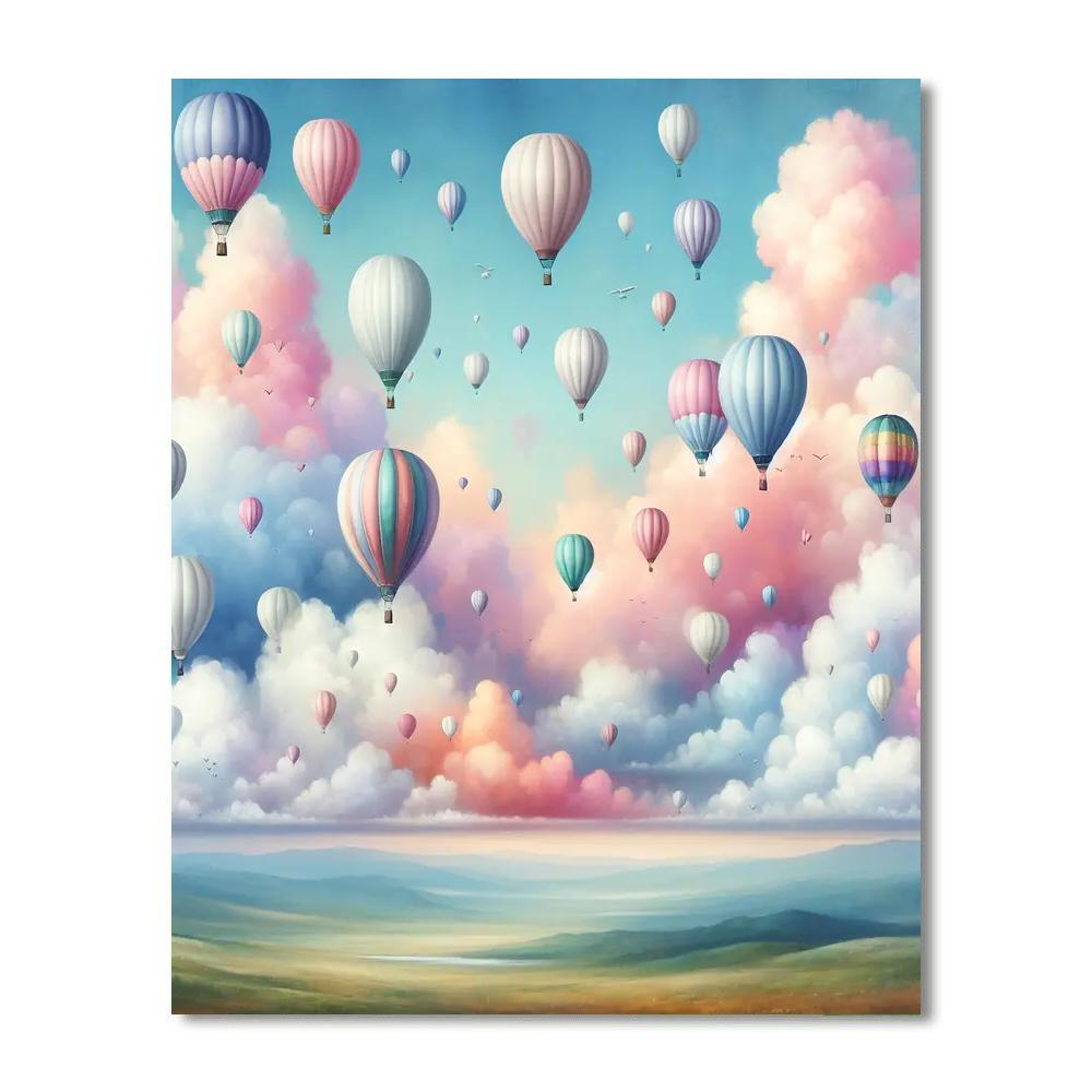 Pastel Dreams Hot Air Balloons Paint By Color