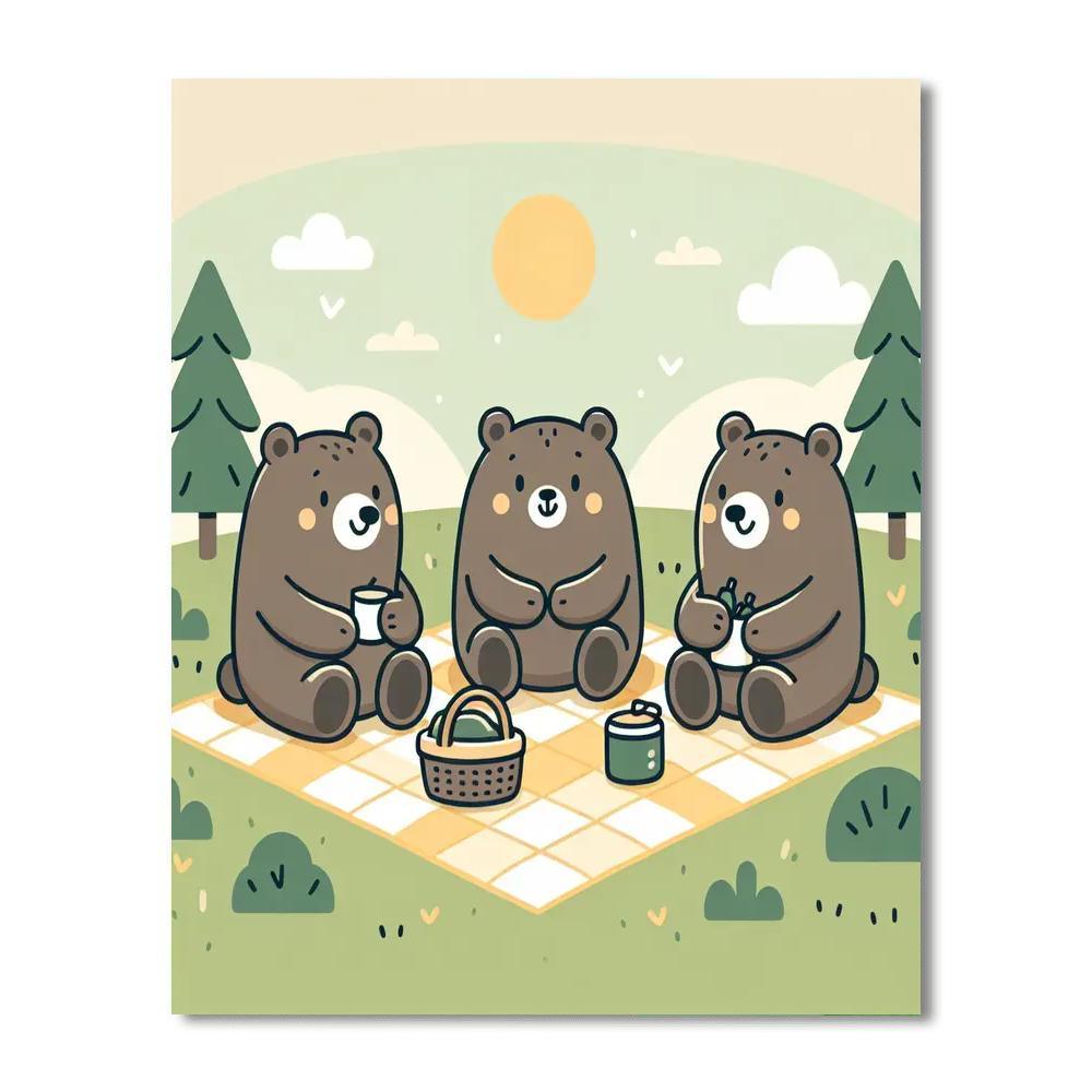 Charming Bear Picnic Numbered Painting Kits